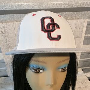 OC White and Gray Cap with Red Accents